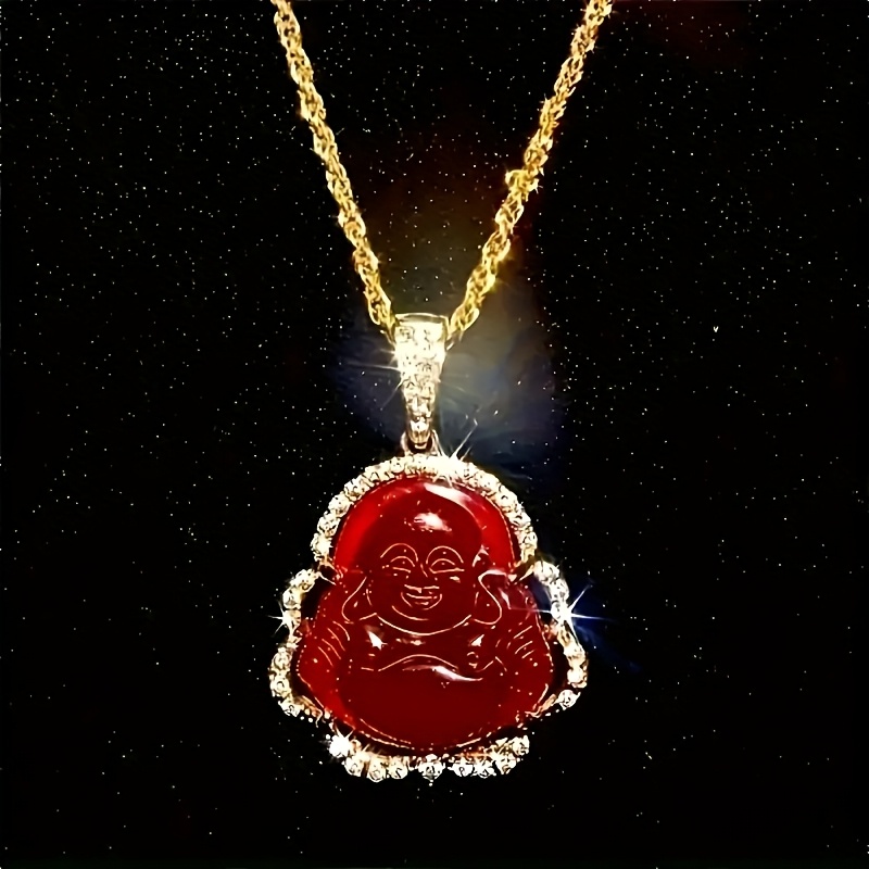 Hip-hop Glass Maitreya Pendant Necklace